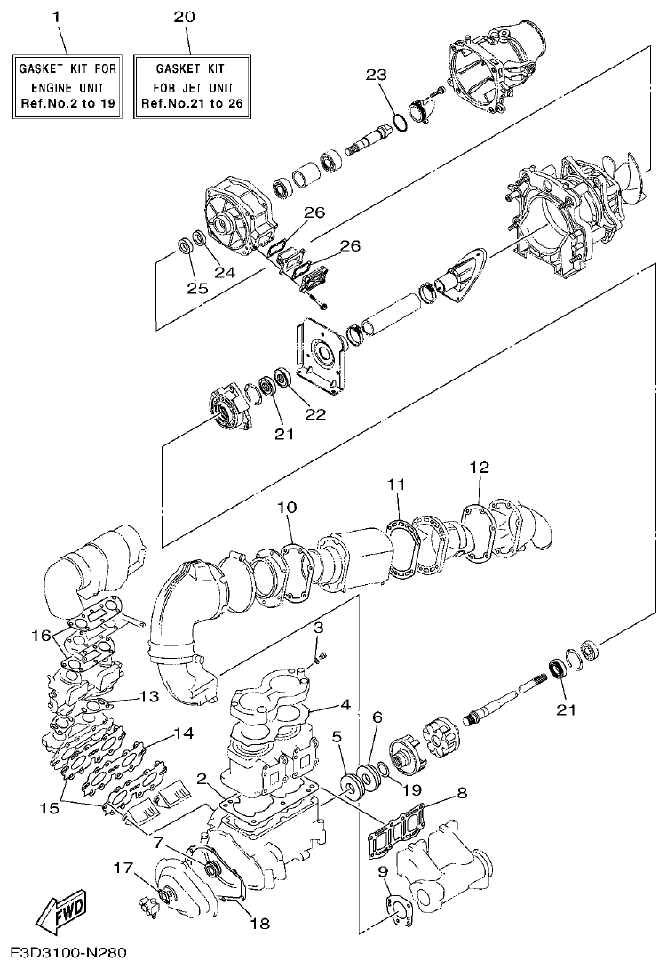 Yamaha F3D3 REPAIR KIT 1 parts diagram